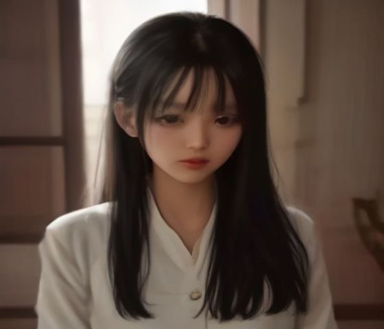 阳光照进高中教室，一位认真读书的女子高中生坐在窗边整理笔记，书桌上摆着教材和计划本，氛围专注而温暖